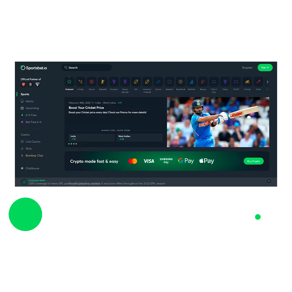 Learn more about the Sportsbet io bookmaker.